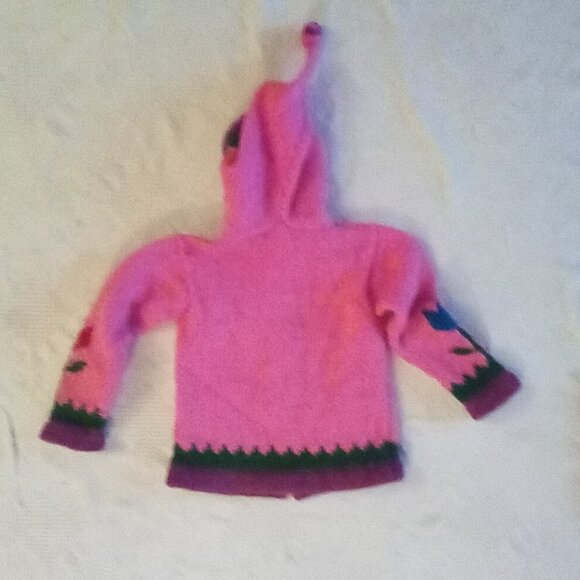 Little Cotton Dress Girls Cardigan / Jacket Sz 6 Handmade In Ecuador 100 % Wool - Picture 3 of 7